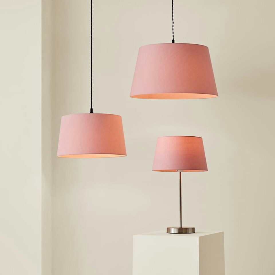 image 1 of ValueLights Aspen Small Blush Tapered Ceiling Lamp Shade Pink