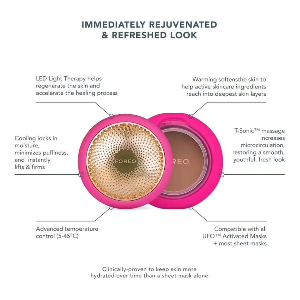 image 1 of FOREO UFO Face Mask Treatment Device Highly Advanced for Dry Skin, Fuchsia