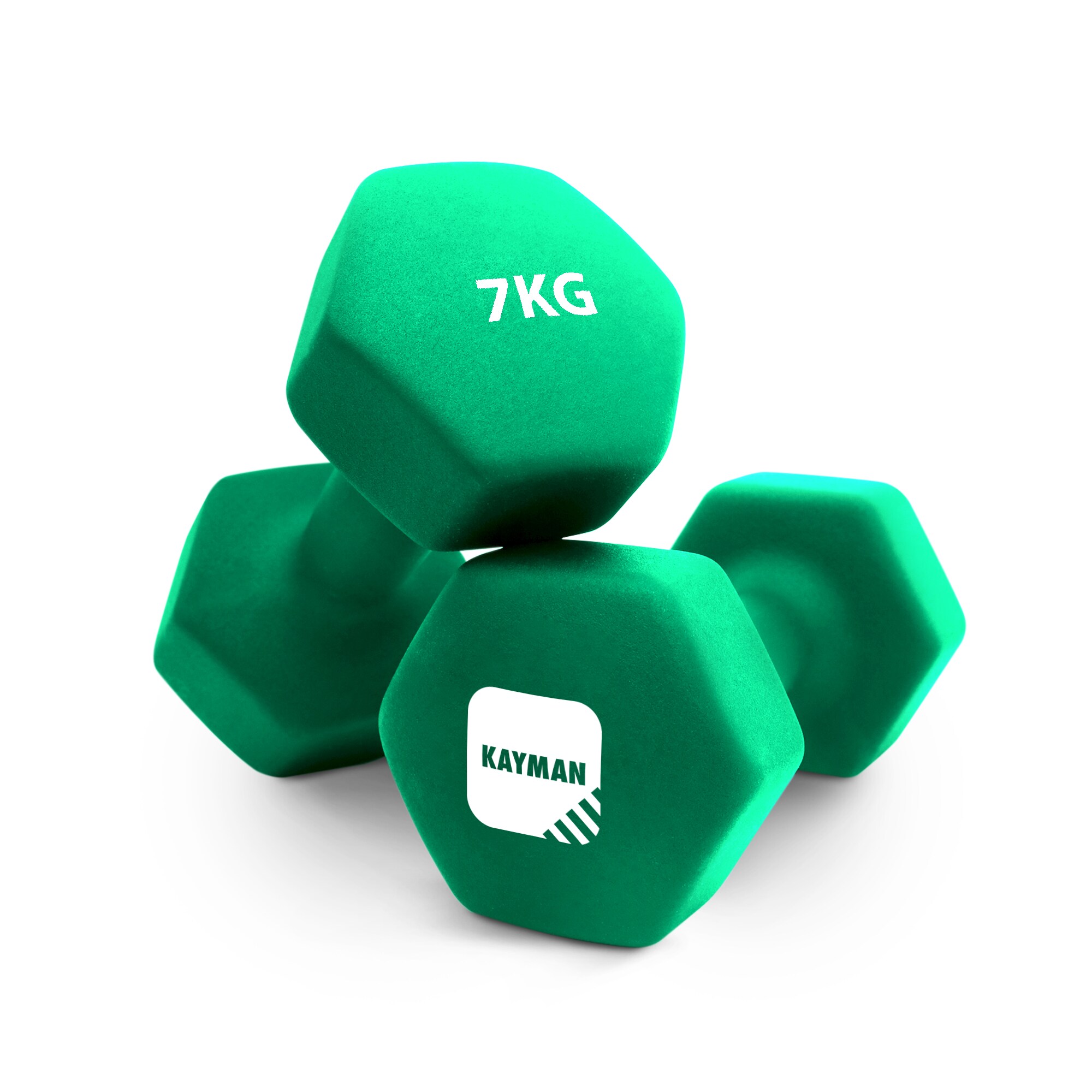 Kayman Neoprene Dumbbells Pair with Hex Ends and Anti Slip Grip