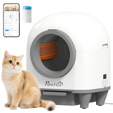 PawHut 80L Self Cleaning Cat Litter Tray with APP Control Safety Protection White | One Size