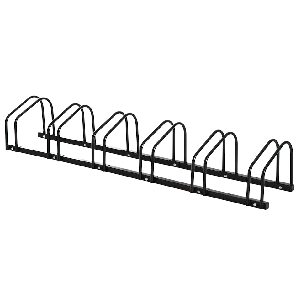 image 1 of HOMCOM Bike Parking Rack Bicycle Locking Storage Stand for 6 Cycling Black