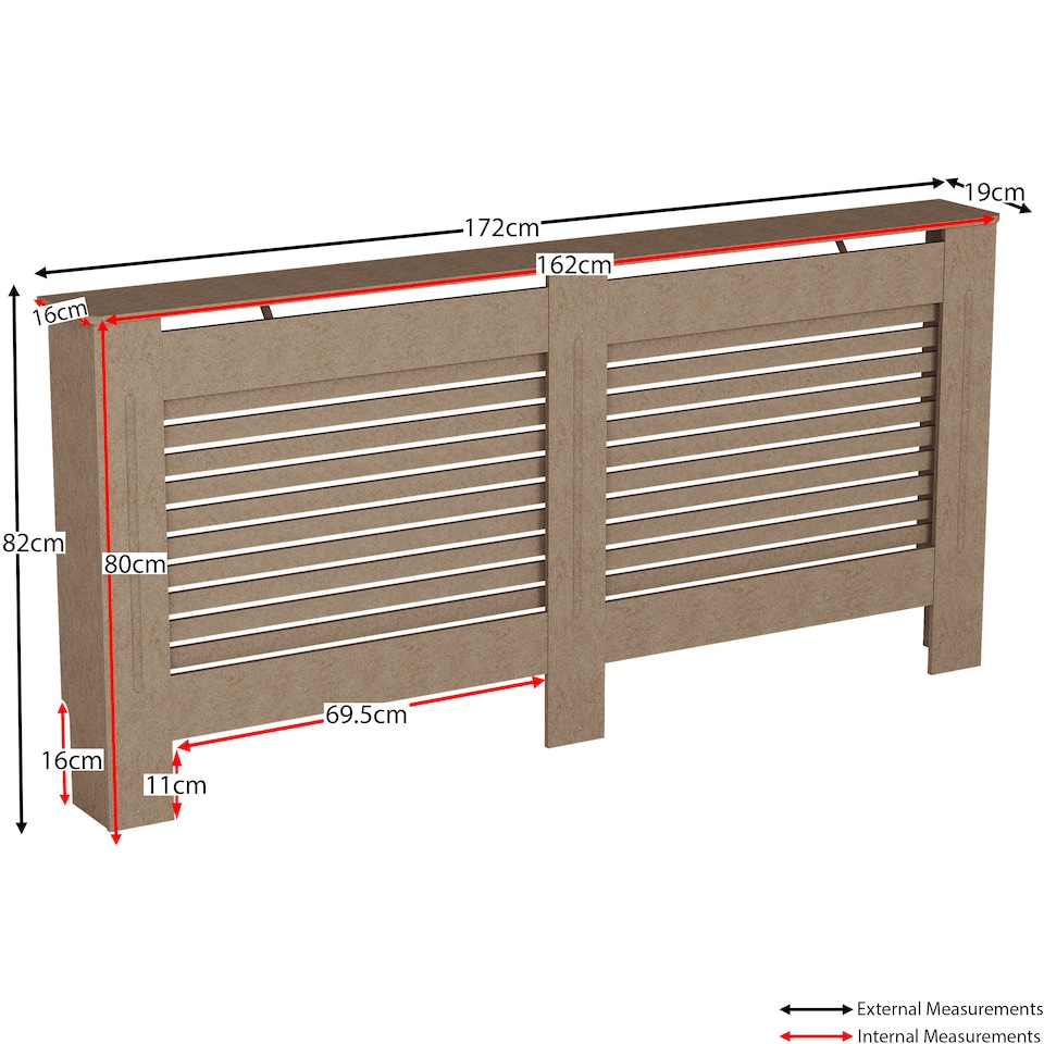 image 1 of Vida Designs Milton Radiator Cover MDF Slatted Cabinet, Unfinished, 172cm