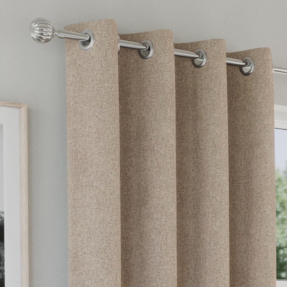 image 1 of Enhanced Living Austin 100% Blackout, Thermal Natural Curtains with Eyelet Header (PAIR) - 46x72 inch (117x183cm)