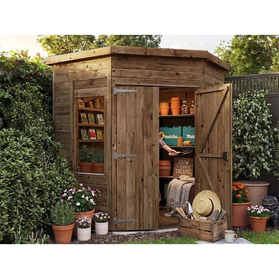 image 1 of Dunster House Overlord Corner Shed W6' x D6' / W1.8m x D1.8m, Superfelt Included