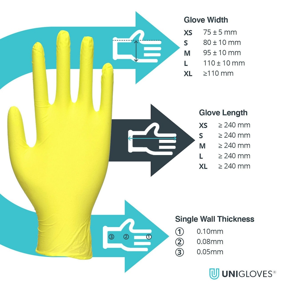 image 1 of Unigloves Yellow Pearl Box of 100 Nitrile Gloves