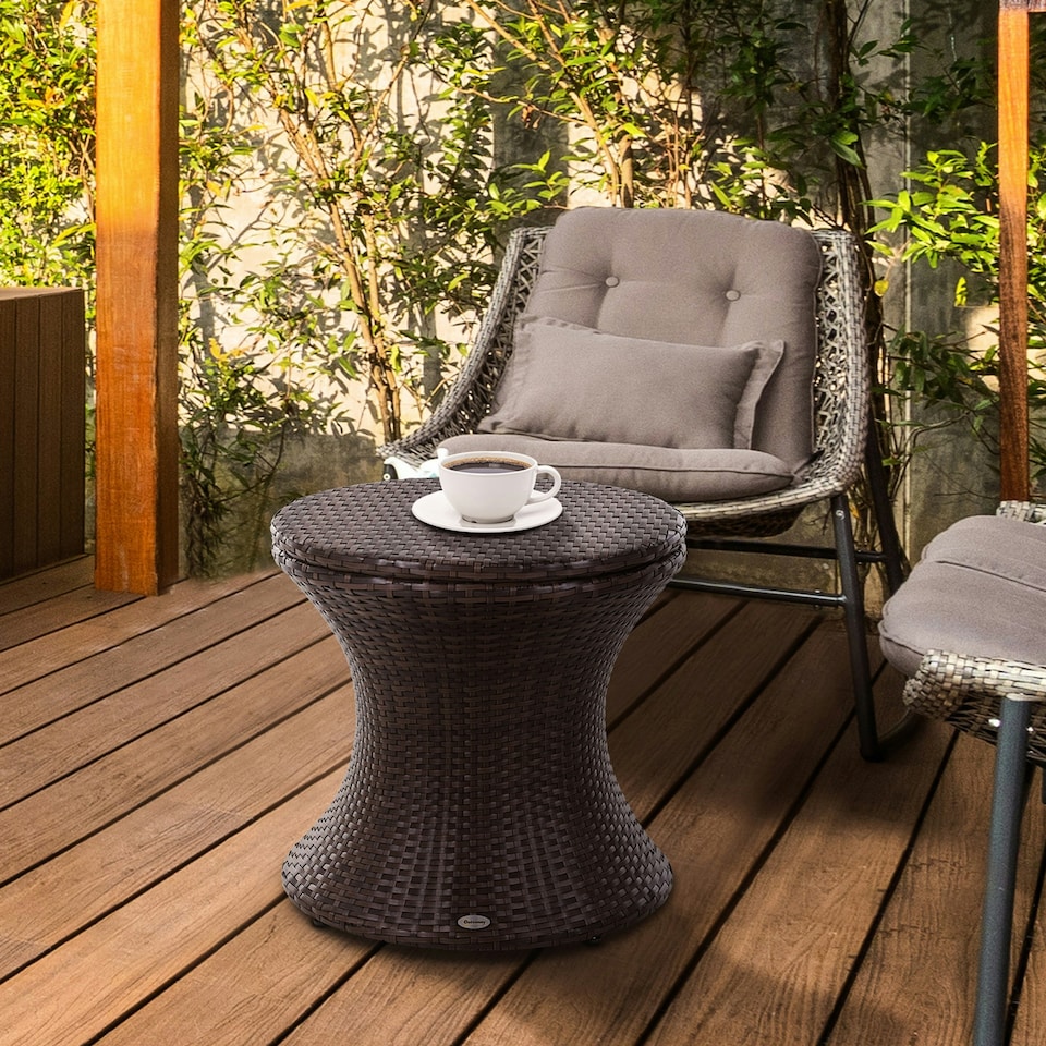 image 1 of Outsunny Rattan Ice Bucket Activity Bar Cooler Table Beer Patio