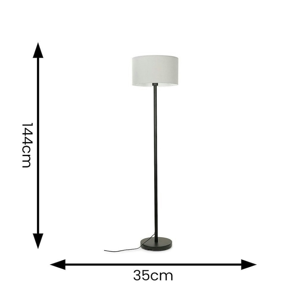 image 1 of ValueLights Modern Floor Lamp In Black Metal Finish With Grey Shade | Grey
