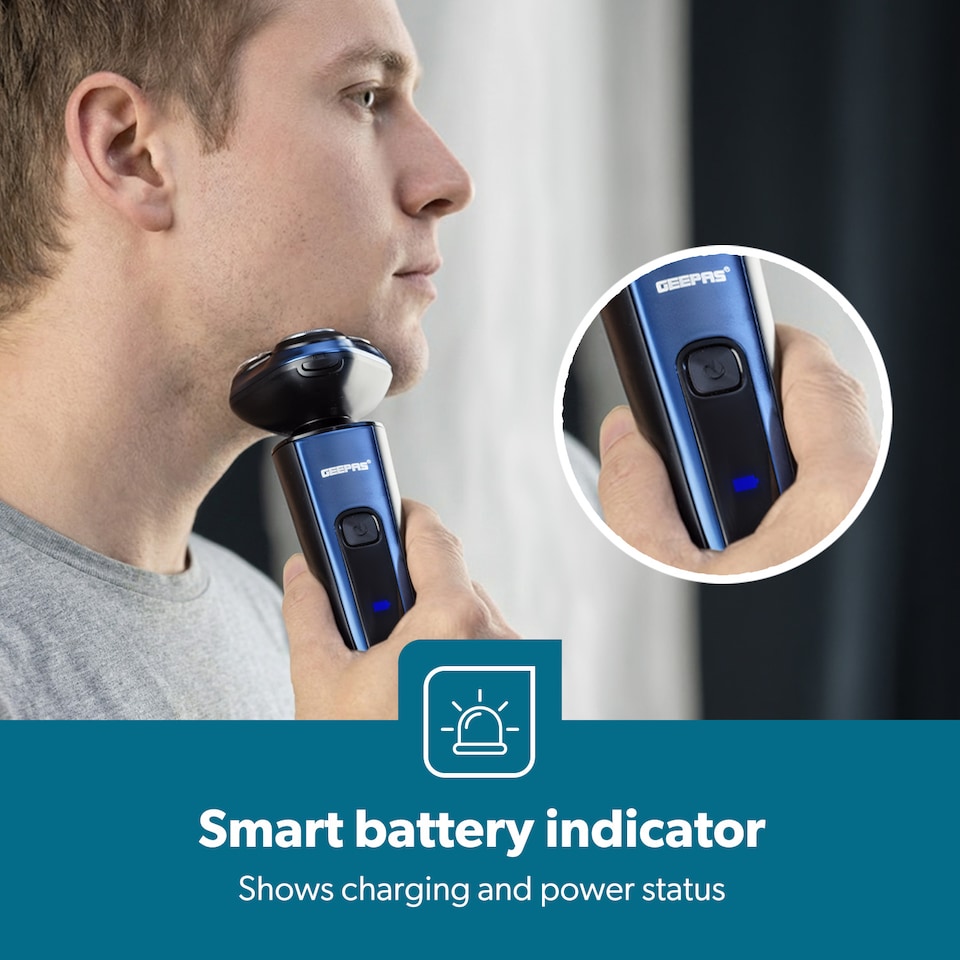 image 1 of GEEPAS Wet And Dry Rotary Electric Shaver IPX6 Rechargeable