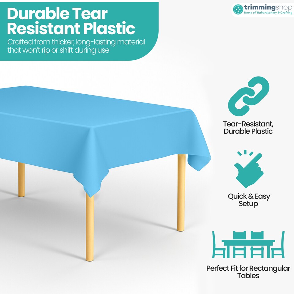 image 1 of Disposable Plastic Table Cover, Table Liner - 54" x 72"