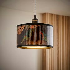 ValueLights Daintree Small Dark Jungle Bamboo Drum Lamp Shade Multi
