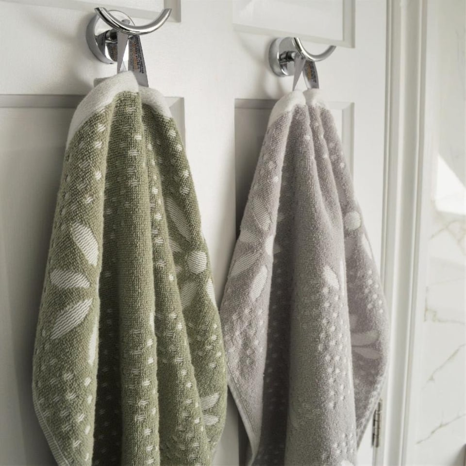 image 1 of Luxury Marrakesh Floral Geo Patterned Towels - 100% Cotton Green | Sage Green | Bath sheet