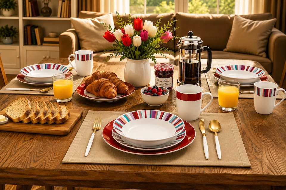 image 1 of Waterside 24pc Modern Stripe Dinner set