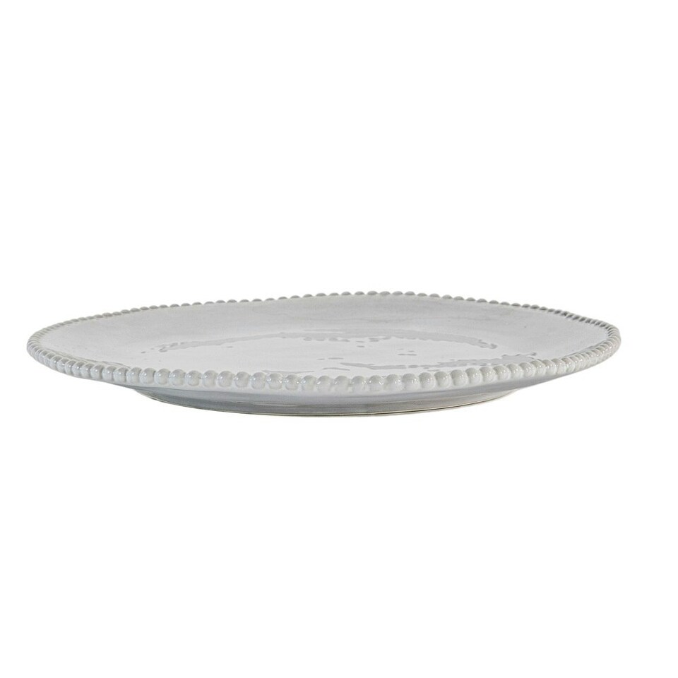 image 1 of Side Plate Set: 4 x 22cm x 20cm Organic Bead Plates, Ceramic White