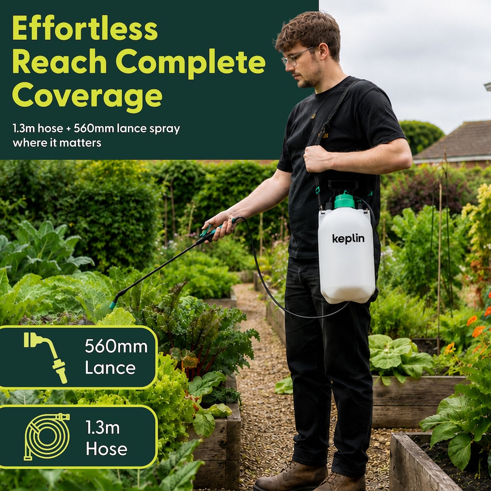 image 1 of Keplin Pump Action Garden Pressure Sprayer with Long Lance Spray and Mist Nozzle
