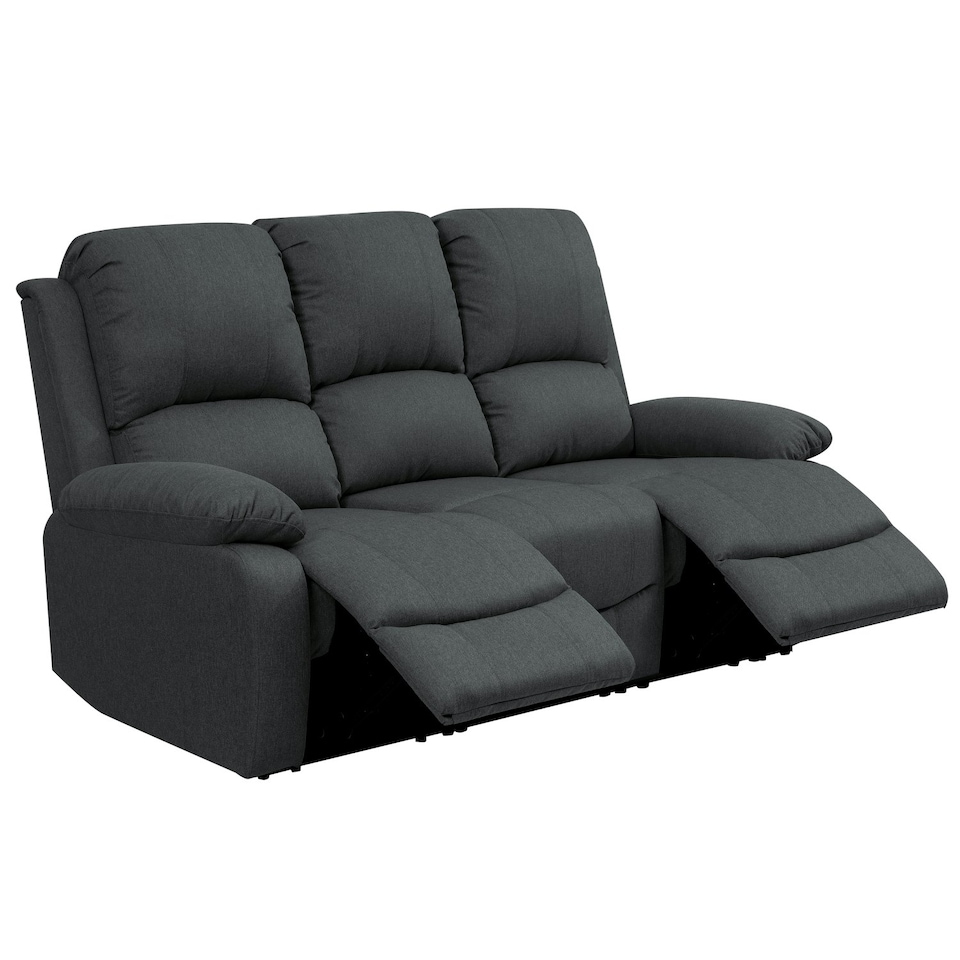 image 1 of Luxury Fabric Reclining Sofa Set With 2-Seater and 3-Seater Sofa In Dark Grey