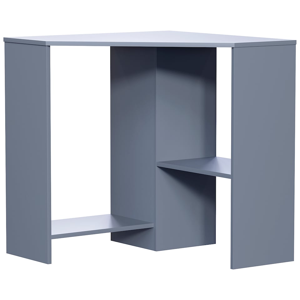 image 1 of Vida Designs Hetton Corner Computer Desk 2 Shelf Home Office Workstation, Grey