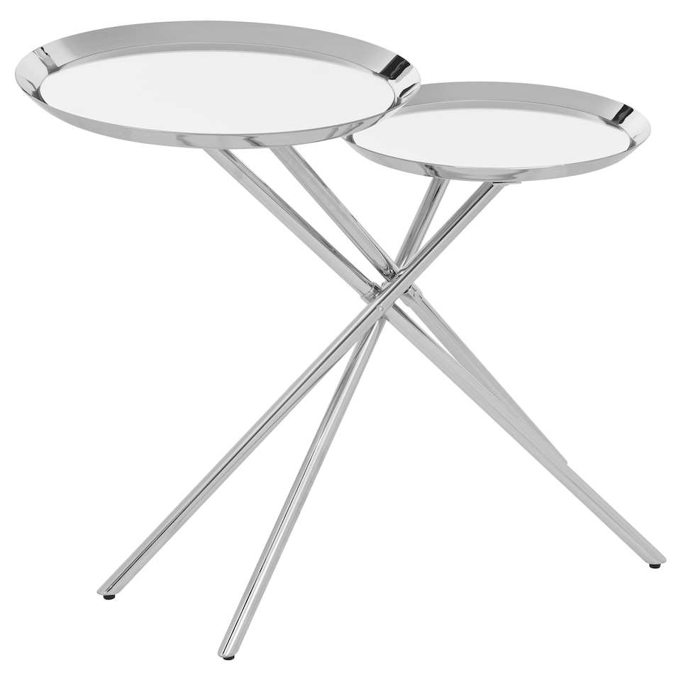 image 1 of Modern Design Side Table, Staggered Mirrored Tabletops Side Table, Versatile Modern Side Table For Lounge Silver