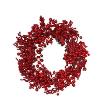 50cm Bauble and Pinecone Hanging Christmas Wreath with Red Berries