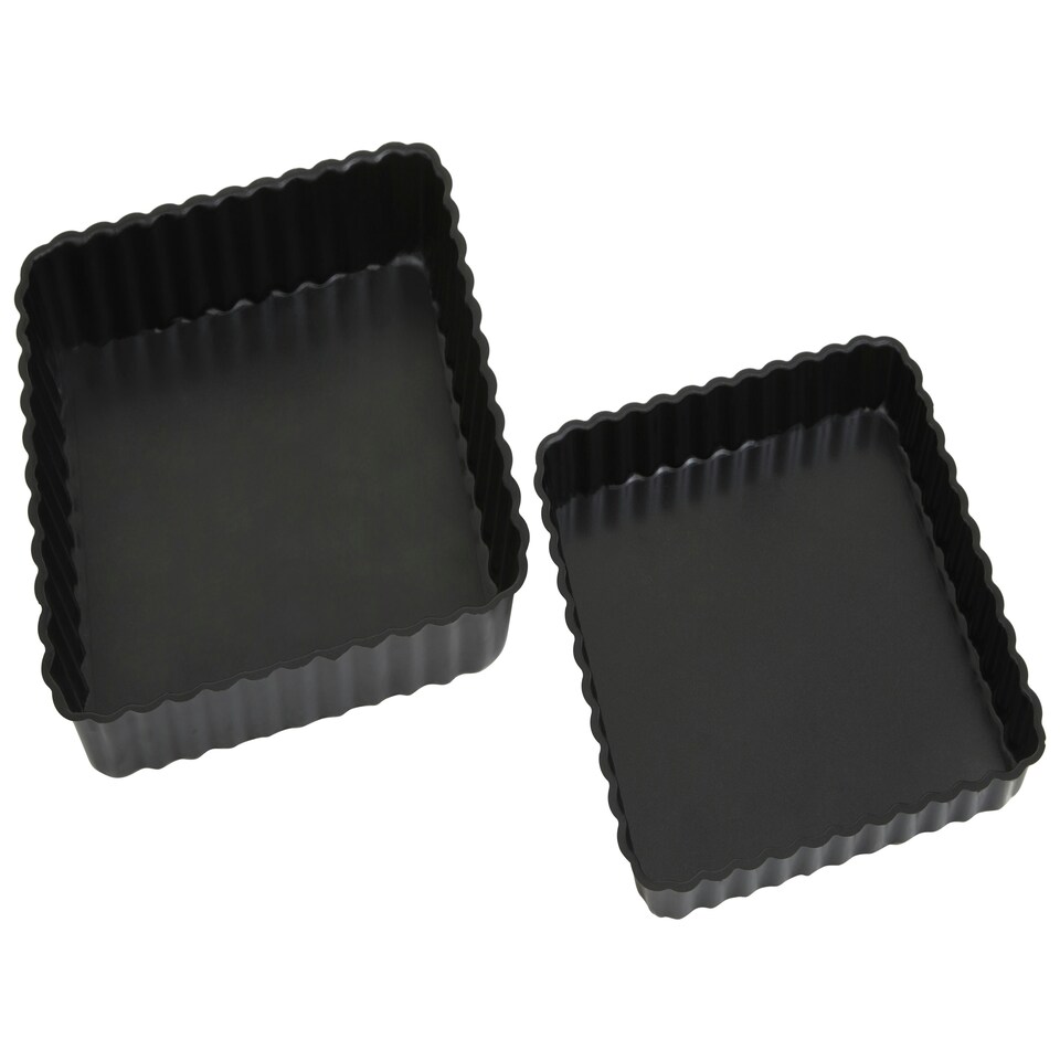 image 1 of Interiors by Premier Non Stick Coated Set Of Two Fluted Cake Tins, Versatile Large Tins For Cake Baking, Fluted Design Baking Tin Black