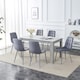 image 1 of Modern Stone Grey Effect Dining Table Set With 6 Velvet Chairs Dining Room Furniture Set | Grey | One Size | 7