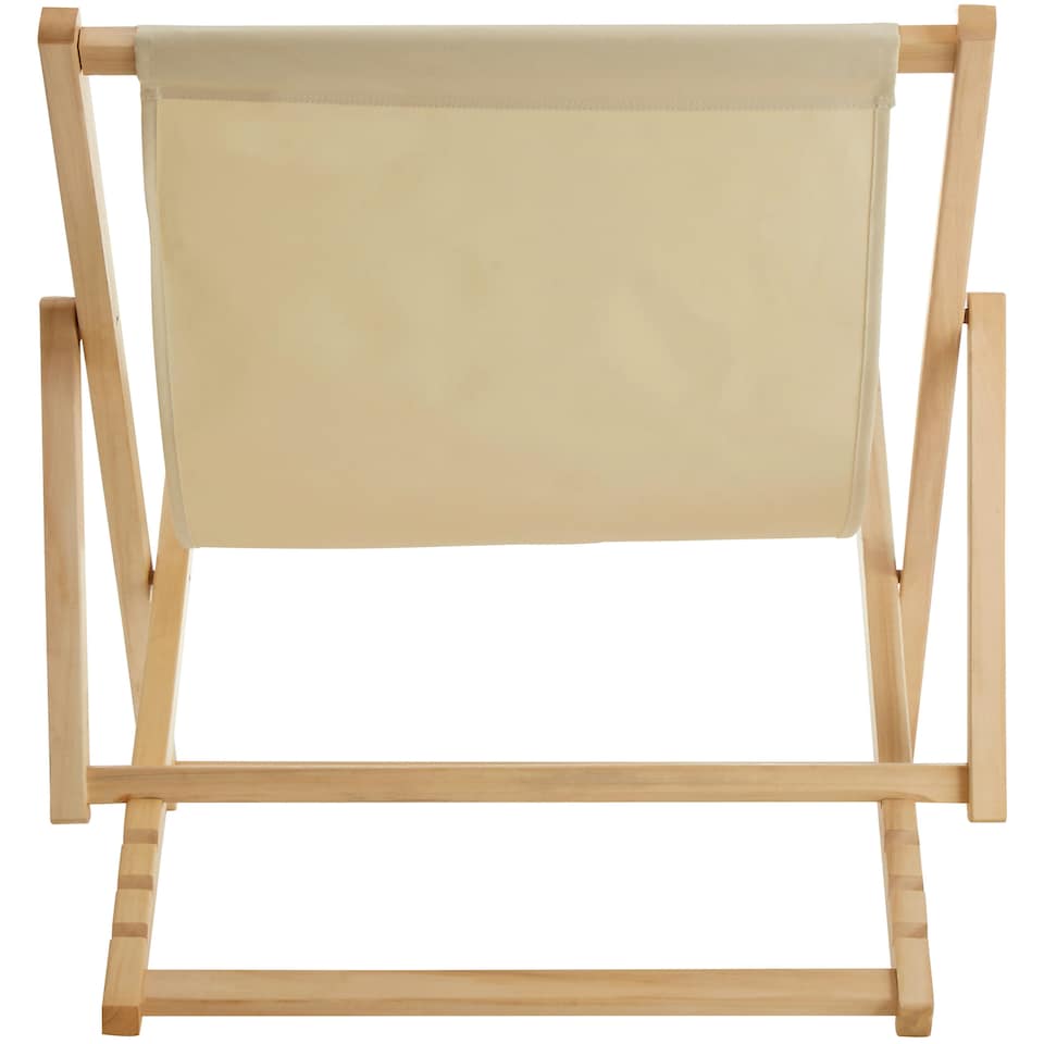 image 1 of Interiors by Premier Sling Design Cream Deck Chair, Stylish Design Lawn Chair, Ethically Sourced Deck Chair, Garden Chair
