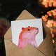 image 3 of Cute Pink Capybara White Gold Polka Dot Fur Coat Birthday Greeting Card