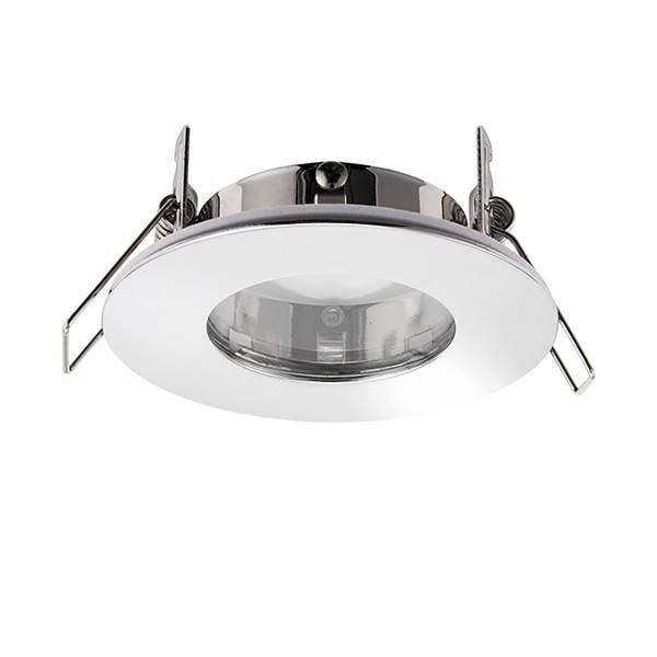 Netlighting Speculo LED Fire Rated 1 Light Bathroom Recessed Light Chrome Plate Glass IP65 in Grey