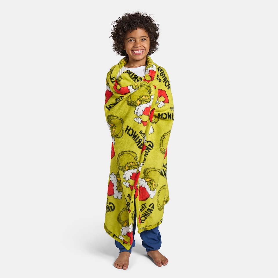 image 1 of OHS Xmas Grinch Throw Soft Coral Fleece Blanket Thermal Bedspread