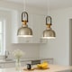 image 3 of CGC GEORGIE Industrial Metal Pendant Light Champagne & White inner with Brass Fitting Gold | Champagne