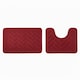 image 1 of 2 Piece Block Design Memory Foam Bath Mat Set Soft Absorbent Non-Slip Bathroom | Red