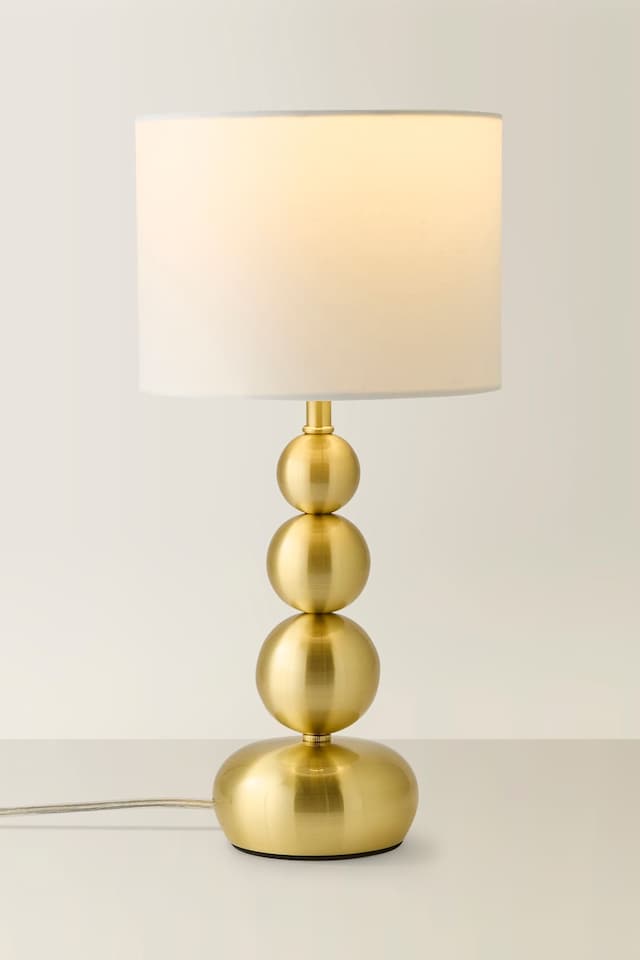 image 1 of ValueLights Marissa Pair Gold Stacked Ball Bedside Light Table Lamp | Gold