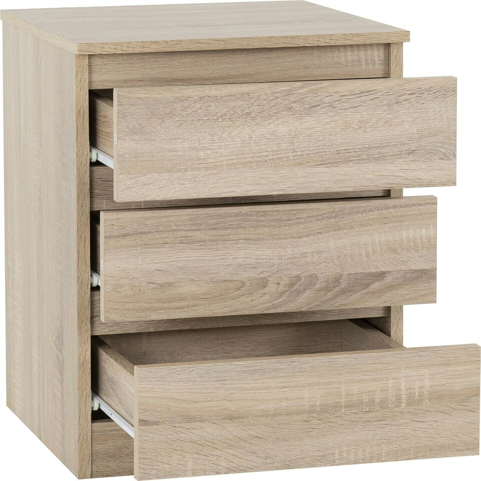 image 1 of Malvern 3 Drawer Bedside Table White