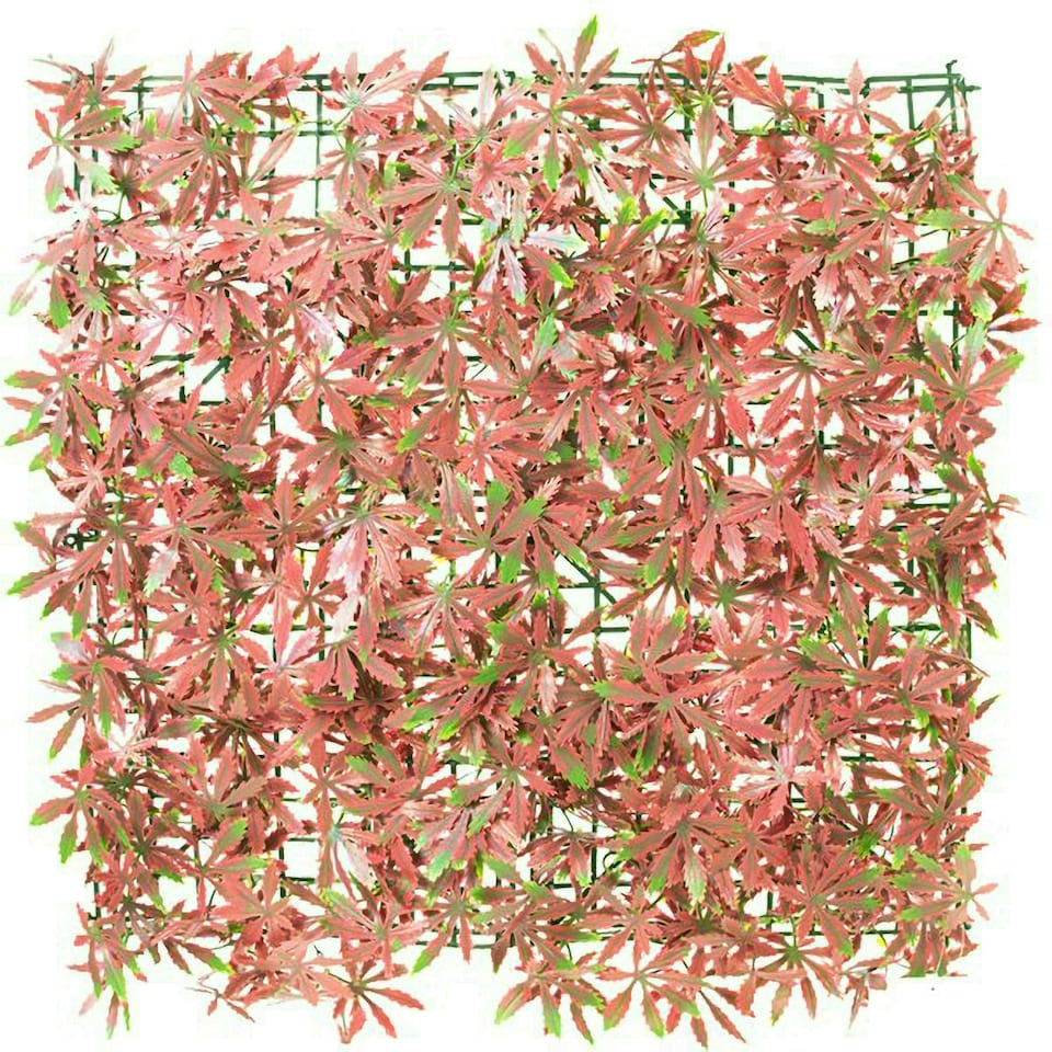 image 1 of Primrose Red Acer Artificial Hedge Garden Patio Panels 50cm x 50cm Set of 2