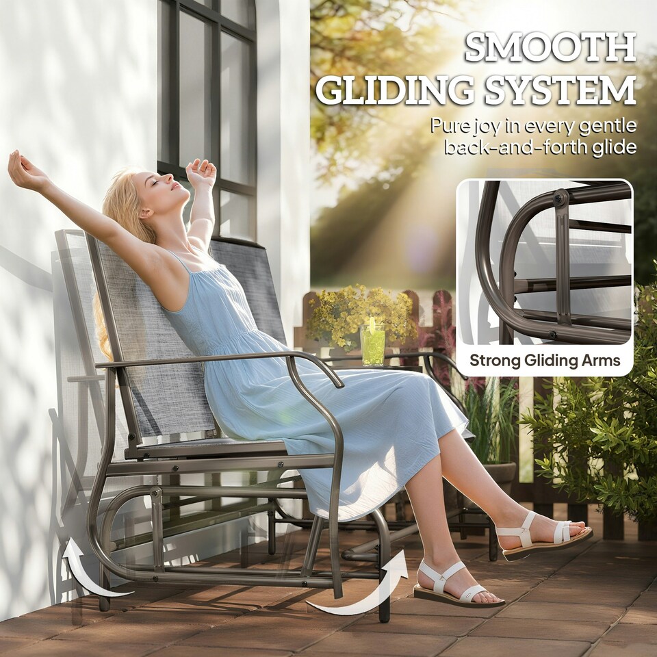 image 1 of Outsunny 2 Seater Rocker Double Rocking Chair Lounger Outdoor Garden Furniture