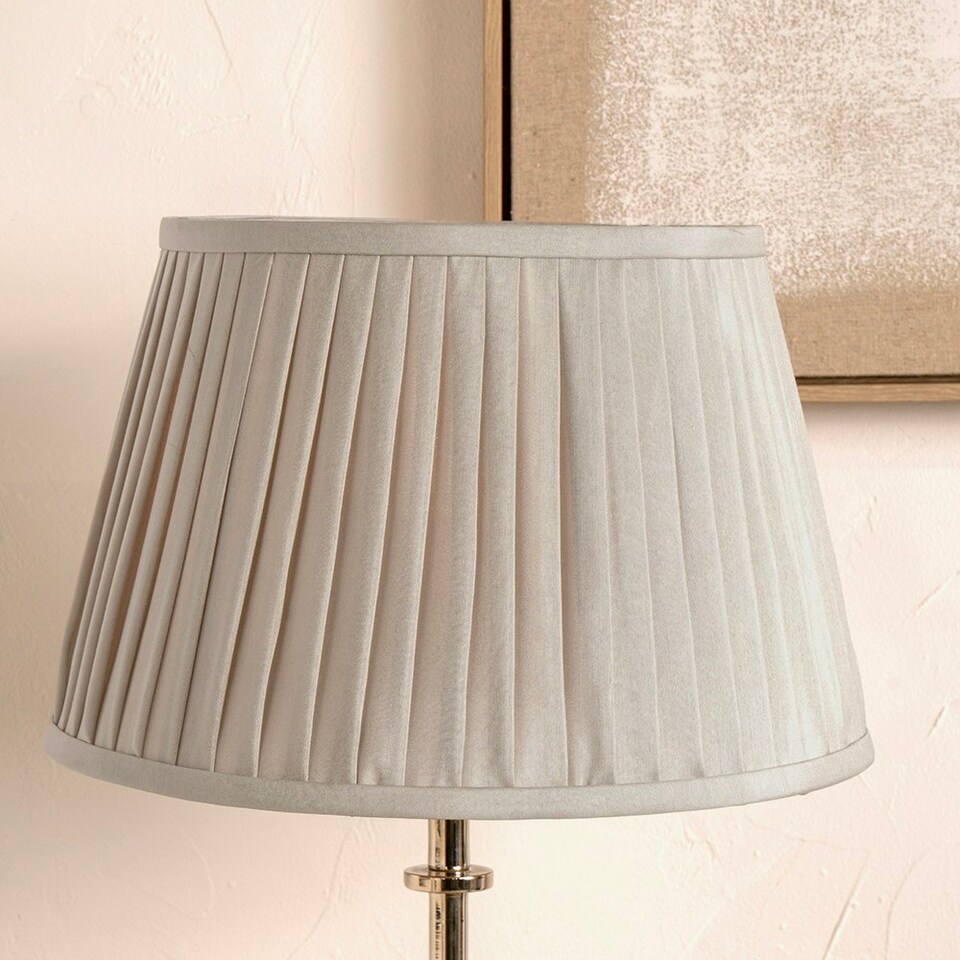 image 1 of 35cm Taupe Poly Cotton Pleat Lamp Shade For Table Lamps
