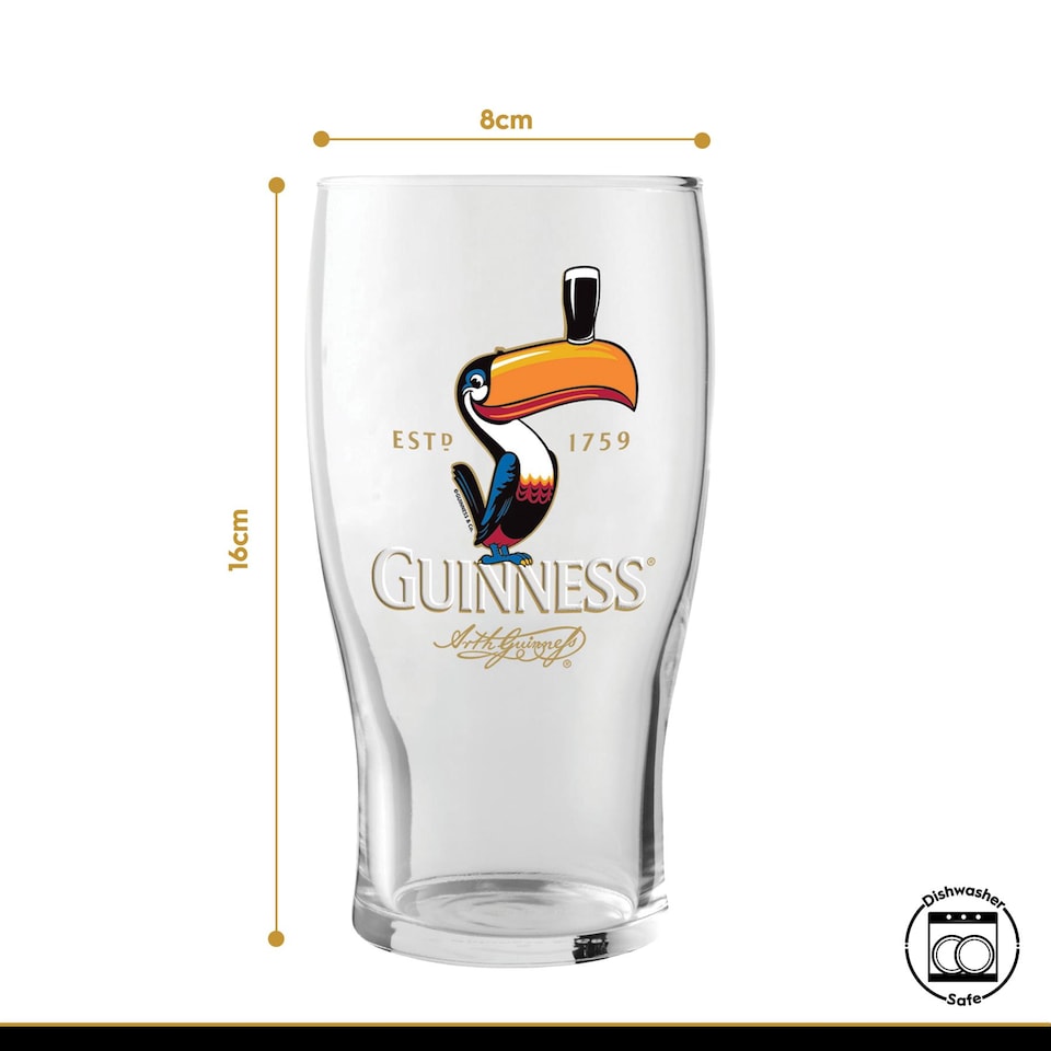 image 1 of Guinness Toucan Pint Glass Set with Bottle Opener - 2 Piece Large Reusable Glass Craft Beer Drinking Tulip Lager Ale Pub Kitchen Tumbler Cups Set