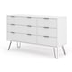 image 3 of Augusta Pine 3+3 Drawer Wide Chest of Drawers - Industrial Style Bedroom Storage Cabinet | White | White | 1