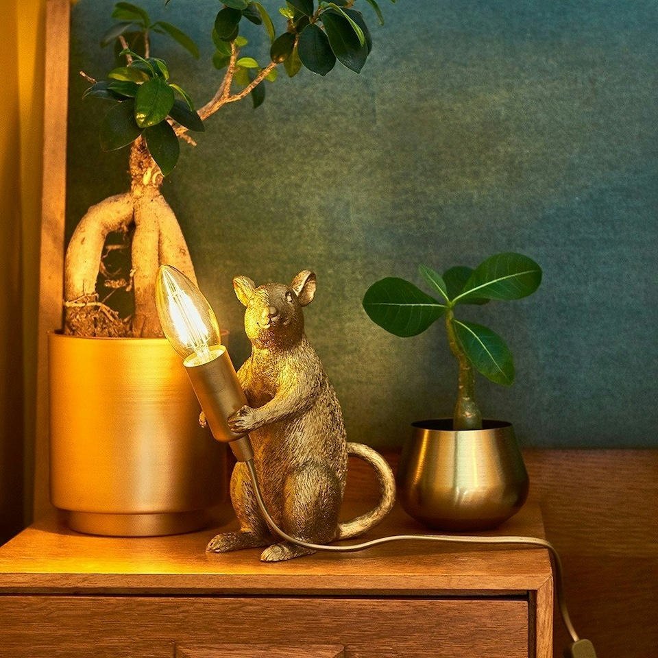 image 1 of ValueLights Raymond Painted Gold Table Lamp and E14 Golfball LED 4W Warm White 2700K Bulb