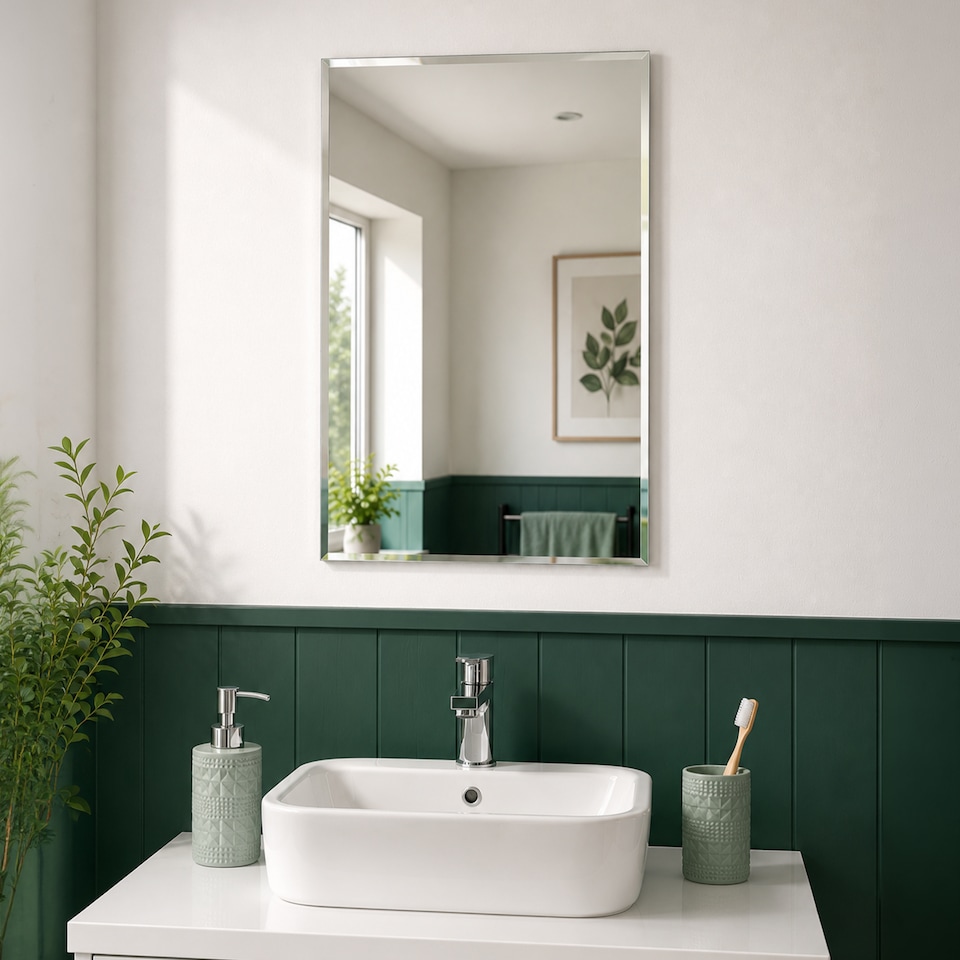 image 1 of Showerdrape Fairmont Rectangular Wall Mounted Frameless Bevelled Edge Bathroom Mirror 60 x 45cm | Chrome | Mirror | 1