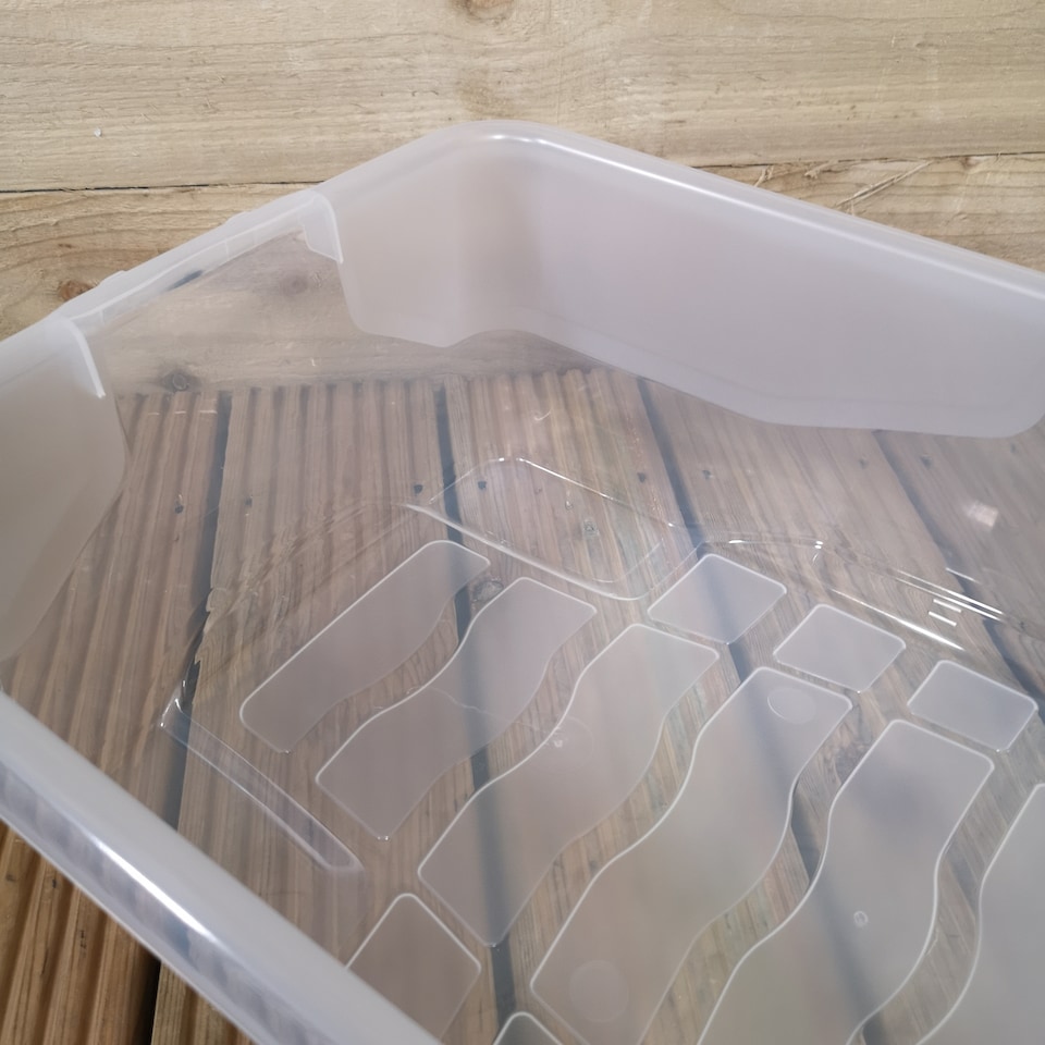 image 1 of 10 x 42L Clear Under Bed Storage Box with Black Lid, Stackable and Nestable Design Storage Solution | White | White