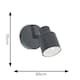 image 4 of ValueLights Benton Grey IP44 Wall Light With Cable Plug | Grey