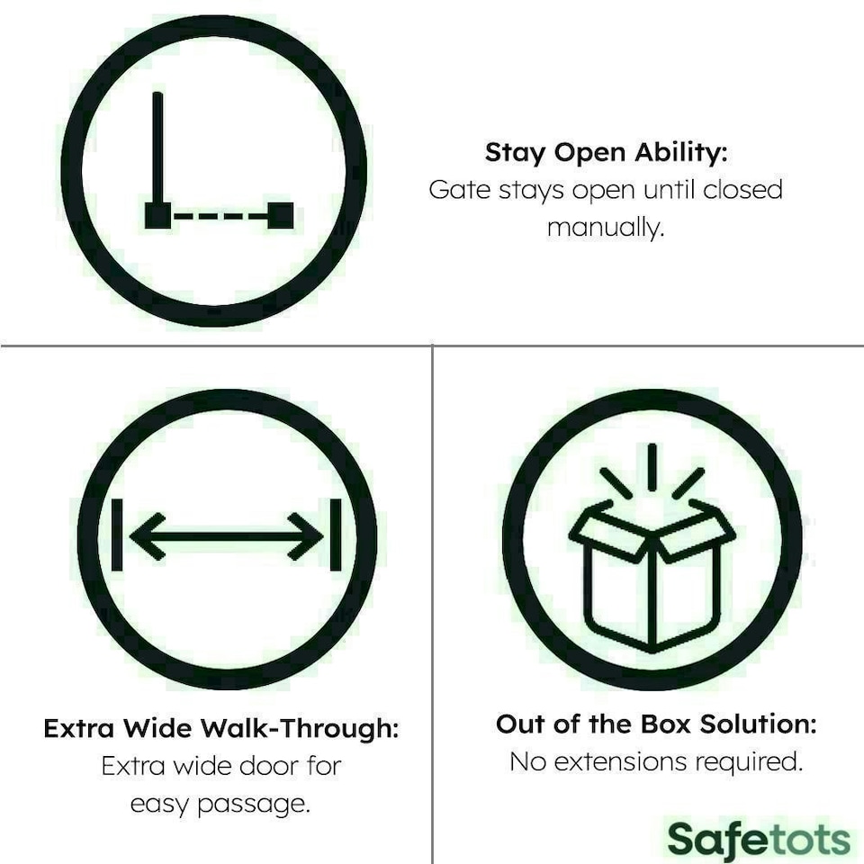 image 1 of Safetots Wooden Elegance Gate, White, 87cm - 95cm, Pressure Fit Safety Gate, 65cm Extra Wide Doorway, Easy Installation