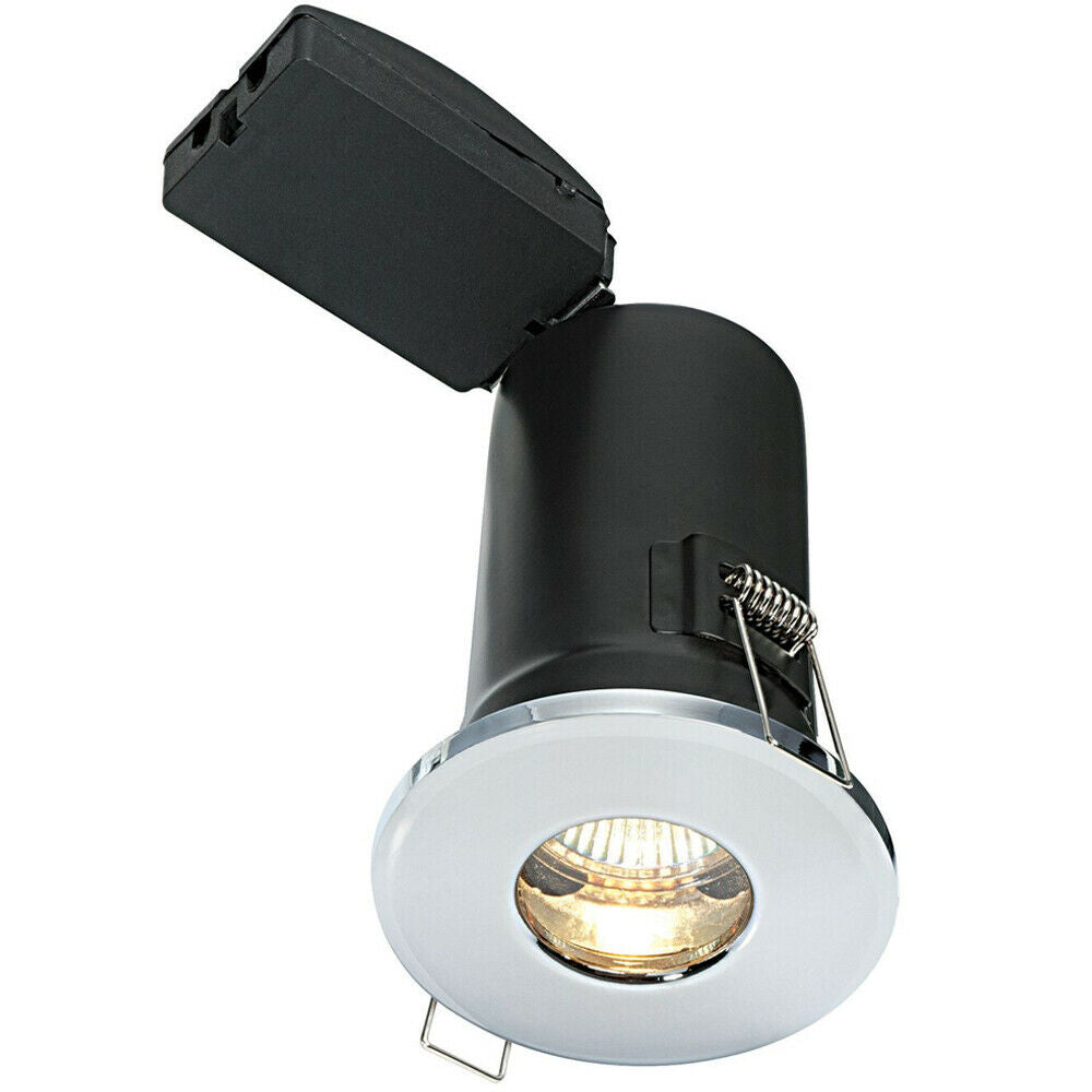 Loops IP65 Bathroom FIRE RATED GU10 Lamp Ceiling Down Light Chrome PUSH FIT FAST FIX