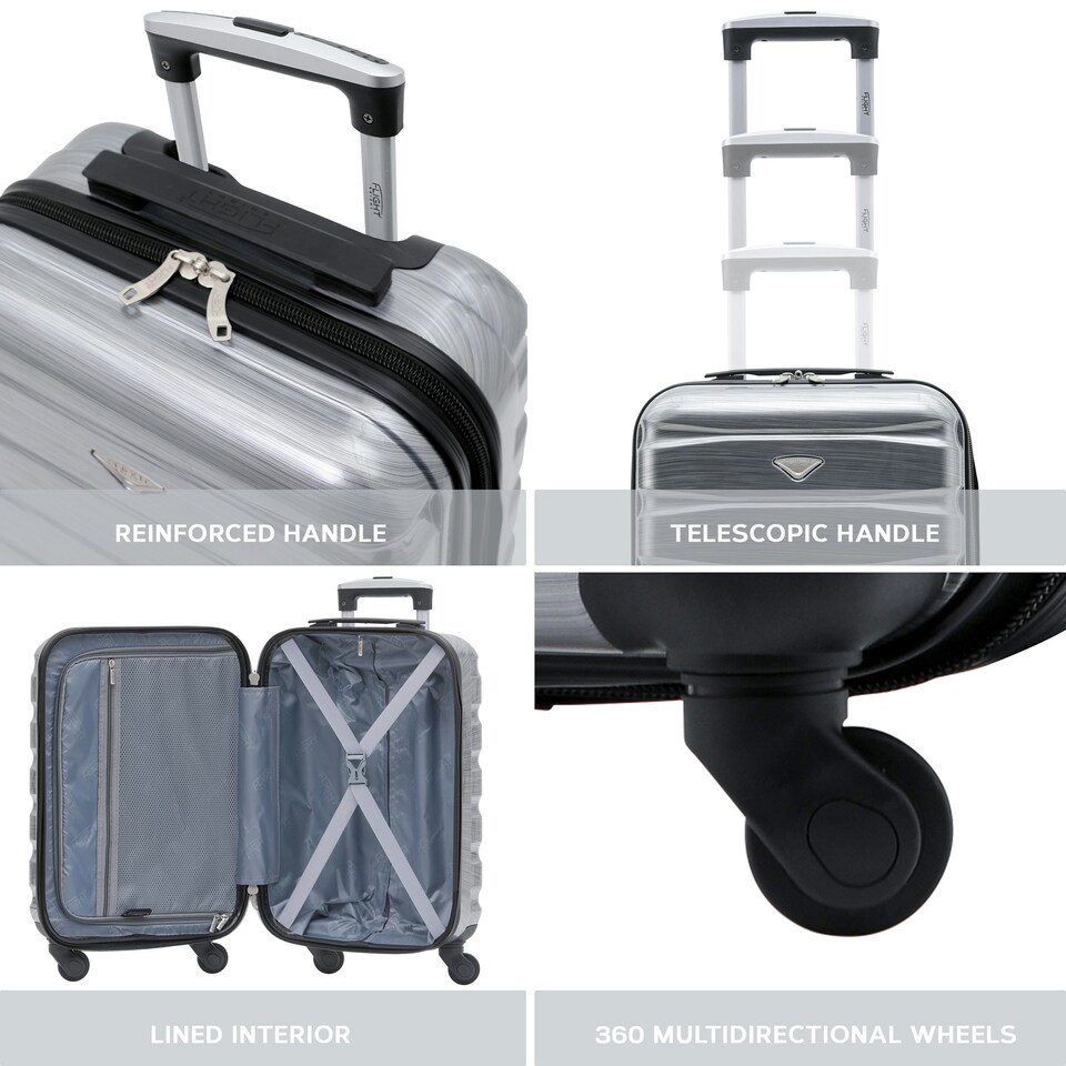 image 1 of Flight Knight 29" Extra Large Suitcase – 20kg Capacity Hard Shell Check-In Luggage with 4 Wheels  100+ Airlines Approved: Ryanair, EasyJet, Jet2, Wizz Air, BA Silver | Silver Gloss | Large