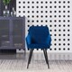 image 2 of Set of 2 Camden Modern Velvet Dining Chairs with Armrests, Quilted Design & Black Metal Legs Blue