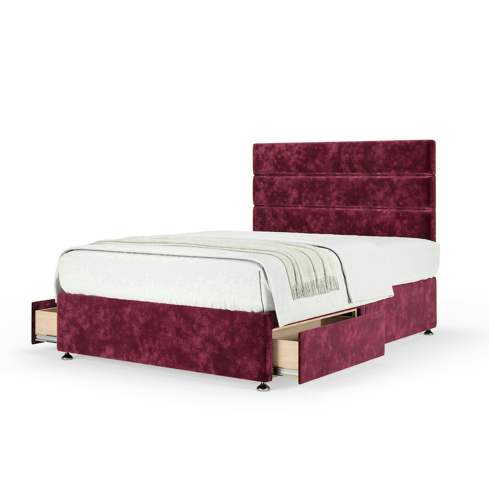 image 1 of Neptune Spring Aubergine Chenille 2 Drawer Divan Set And Milan Headboard Single