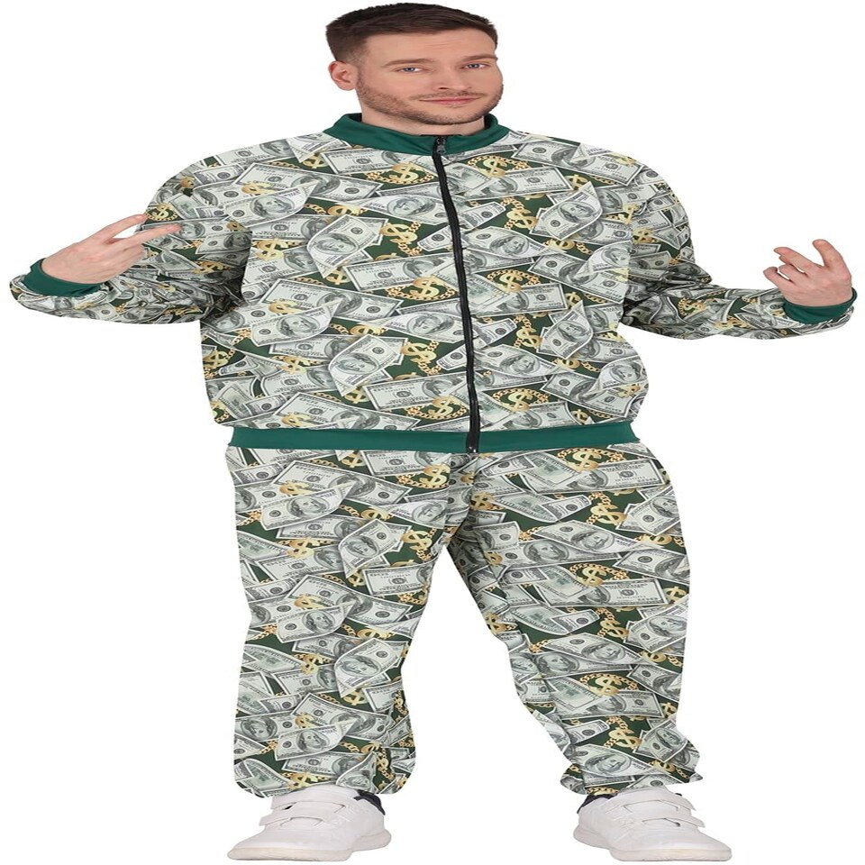 image 1 of Fancy Dress Adult Mr Bills Tracksuit - M