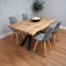 Modern Dining Set with 4 Grey Tulip Plastic Chairs with Seats Furniture
