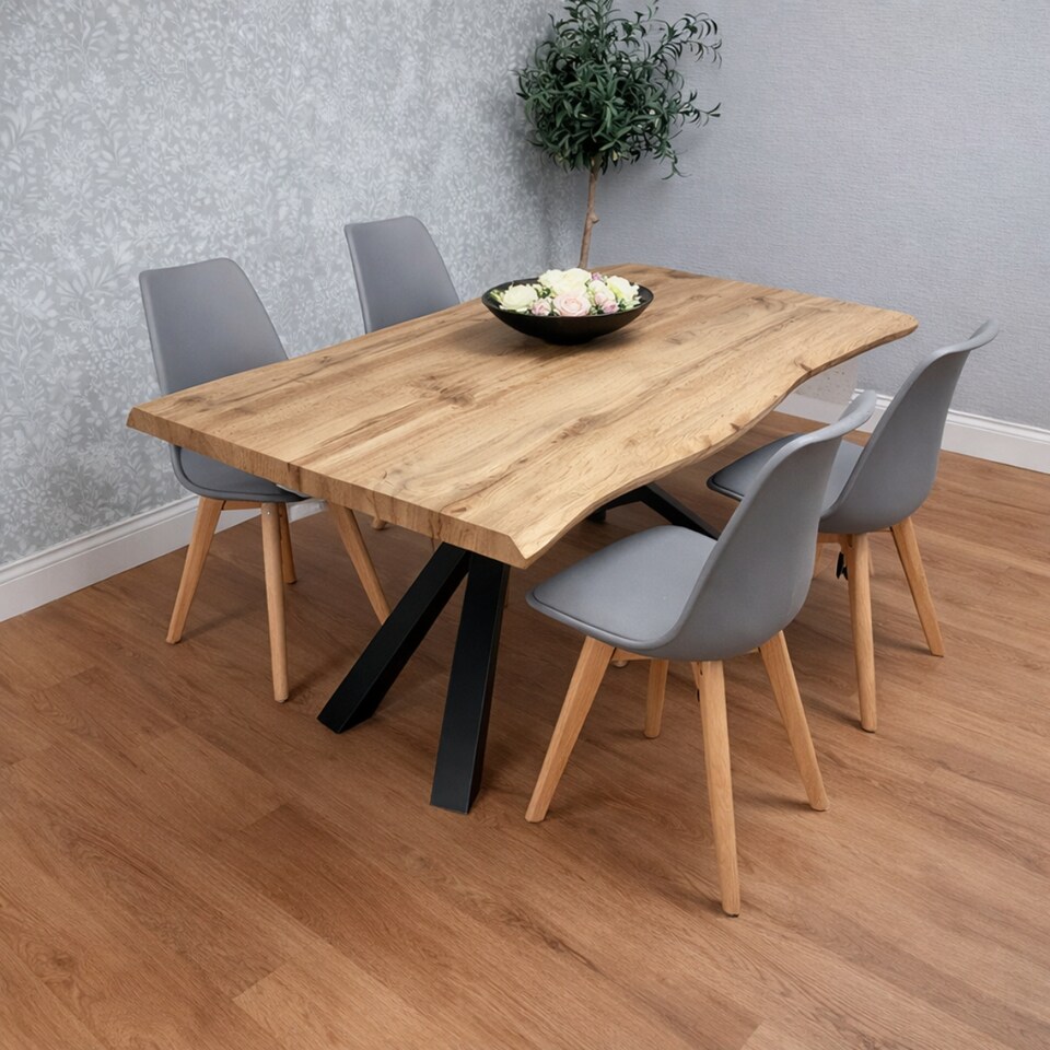 image 1 of Modern Dining Set with 4 Grey Tulip Plastic Chairs with Seats Furniture