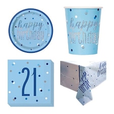 Blue Glitz 21st Birthday 8 Person Value Party Pack